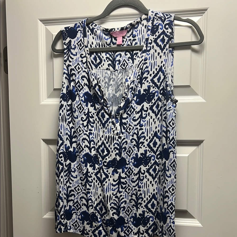 Lilly Pulitzer Blue and White Sleeveless Top